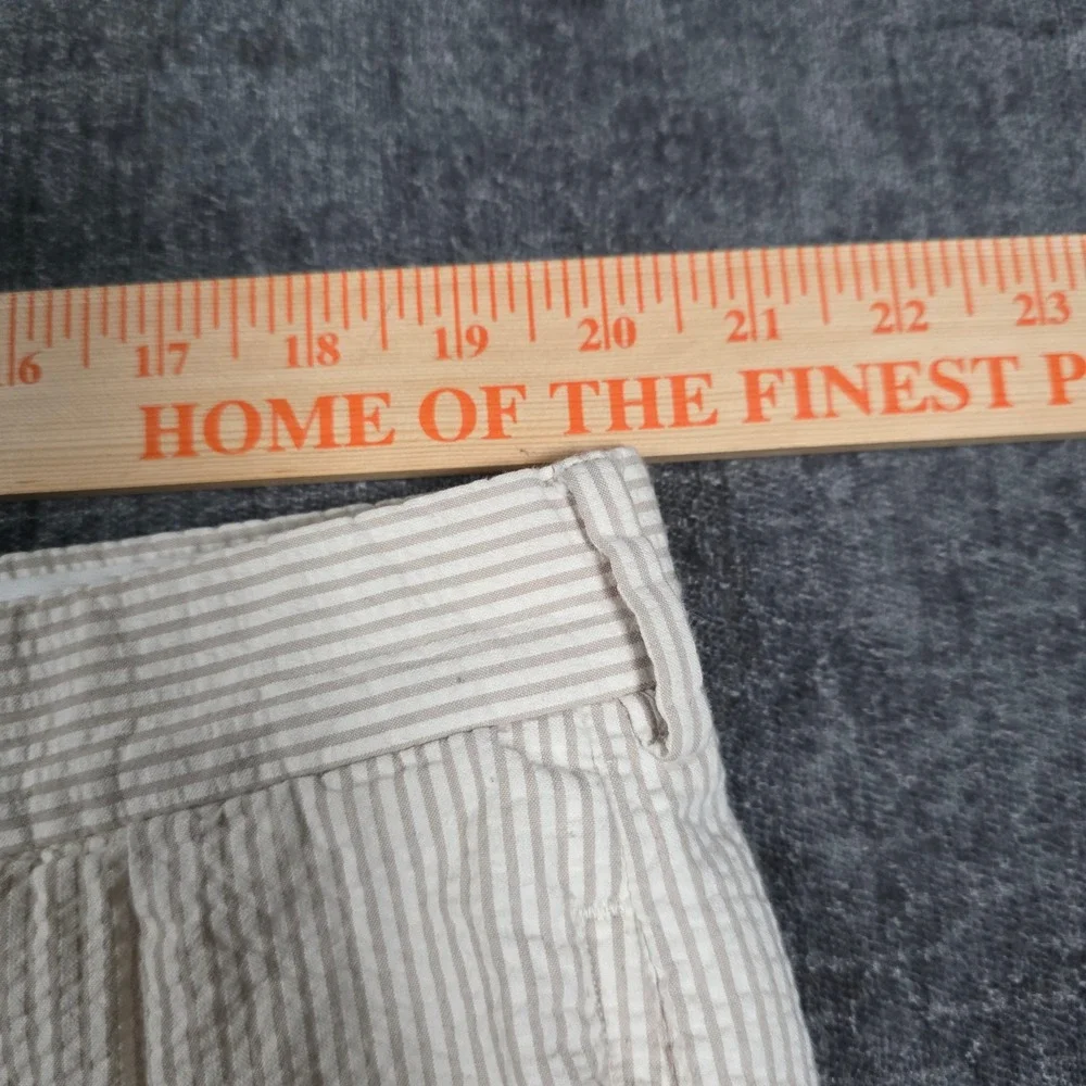 Polo Ralph Lauren Mens 40x31 Seersucker Pleated Pants Tan White Striped Cotton